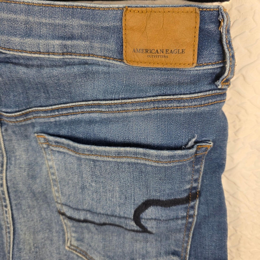 American Eagle Outfit Bundle Super Hi-Rise Shortie 10 Ribbed Tee M Black Blue - Picture 10 of 10